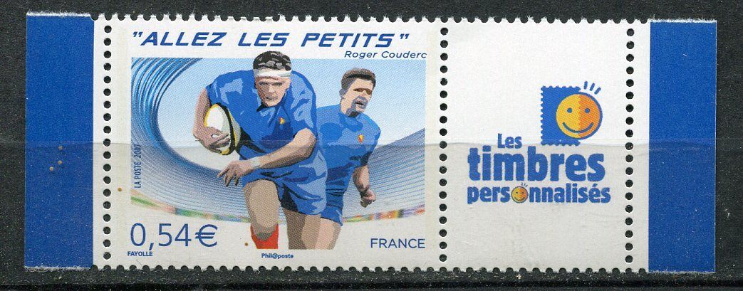 VIGNETTE PERSONNALISE N 4032 A BORD DE FEUILLE RUGBY 400680664311