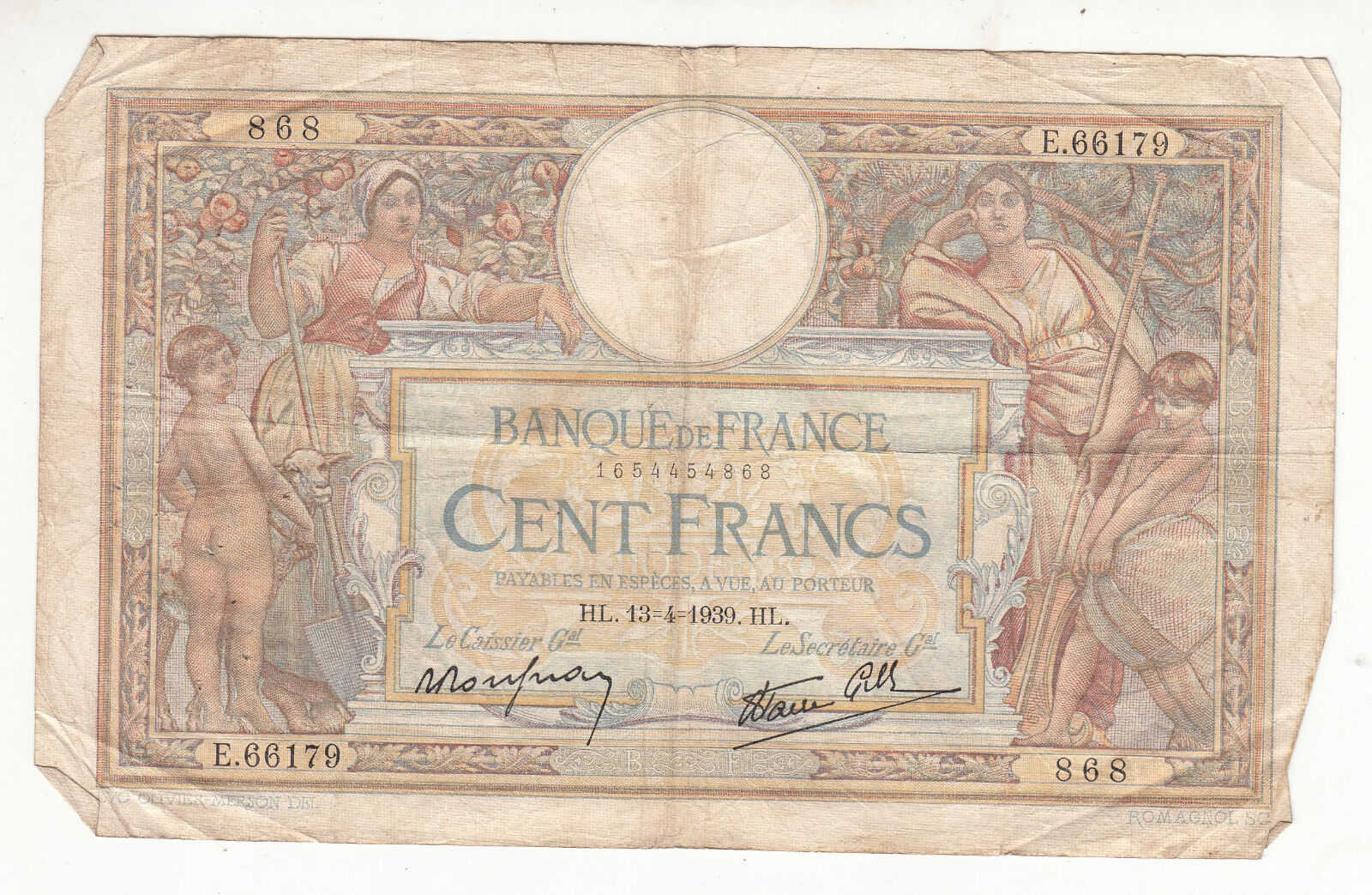 BILLET FRANCE 100 FRANCS MERSON 13 4 1939 HL 401286789942