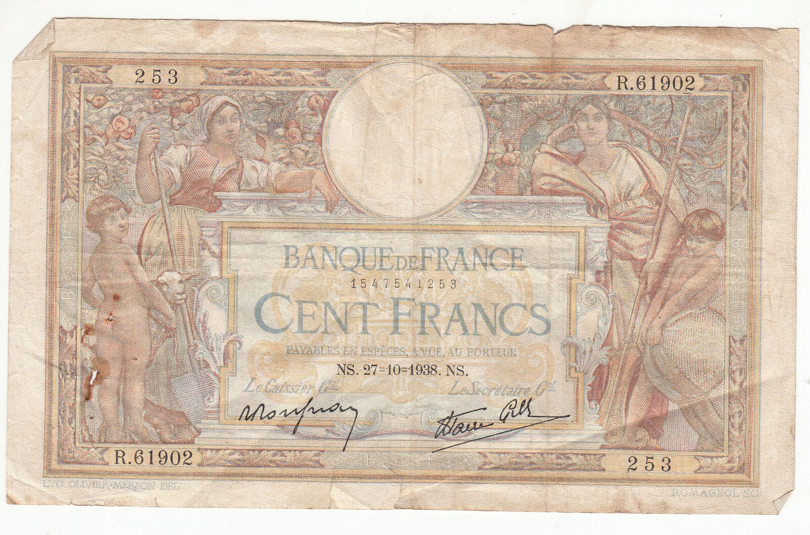 BILLET FRANCE 100 FRANCS MERSON 27 10 1938 R61902 122385396352