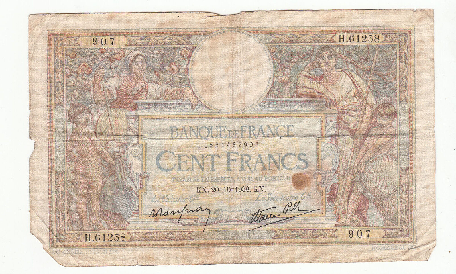 BILLET FRANCE 100 FRANCS MERSON 6 4 1939 GD 401297869052