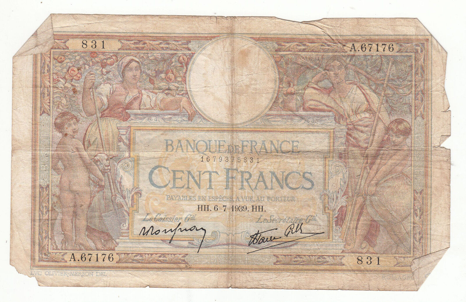 BILLET FRANCE 100 FRANCS MERSON 6 7 1939 a67176 401286696572