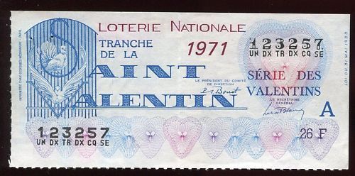 BILLET LOTERIE LA SAINT VALINTIN 1971 120682288222