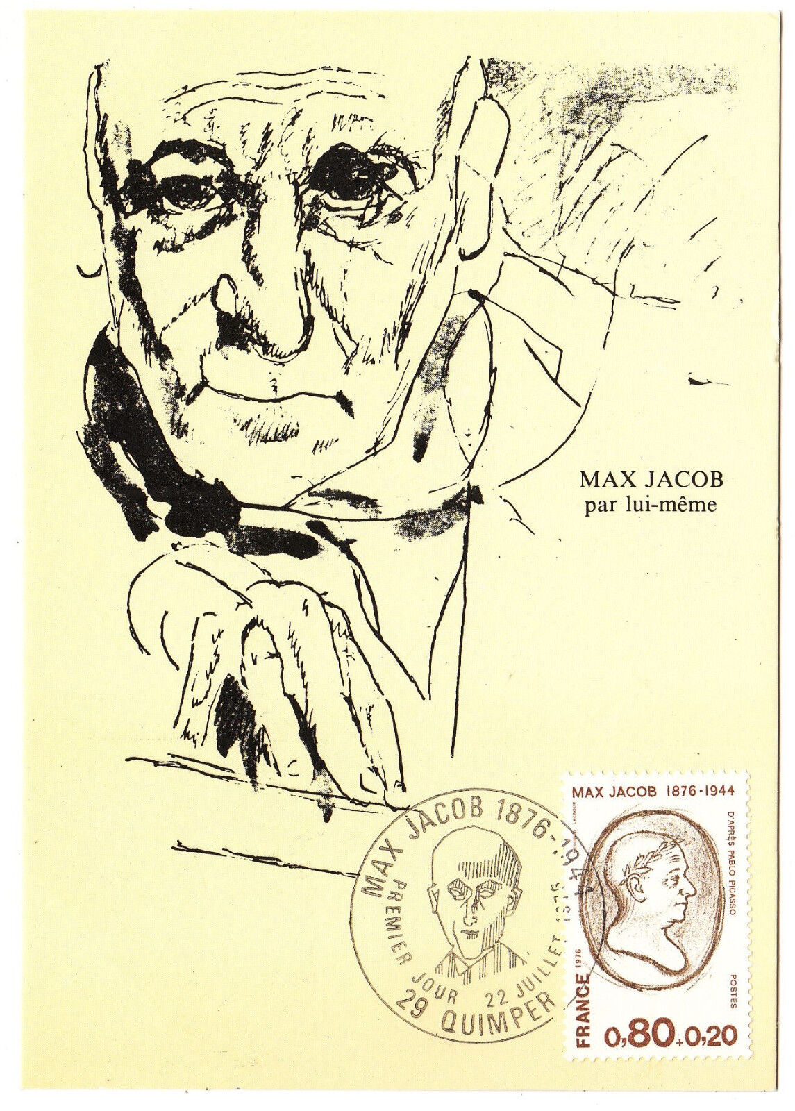 CARTE MAXIMUM FDC 1976 TIMBRE N 1881 MAXX JACOB PAR LUI MEME 122755701052