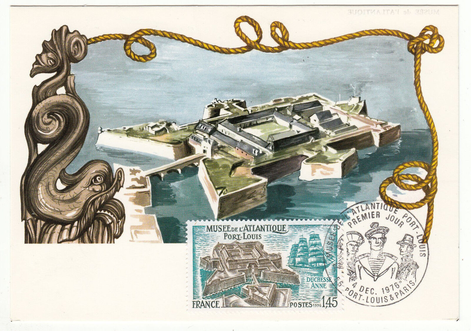 CARTE MAXIMUM FDC 1976 TIMBRE N 1913 MUSEE DE L ATLANTIQUE PORT LOUIS DUCHESSE 122755462022