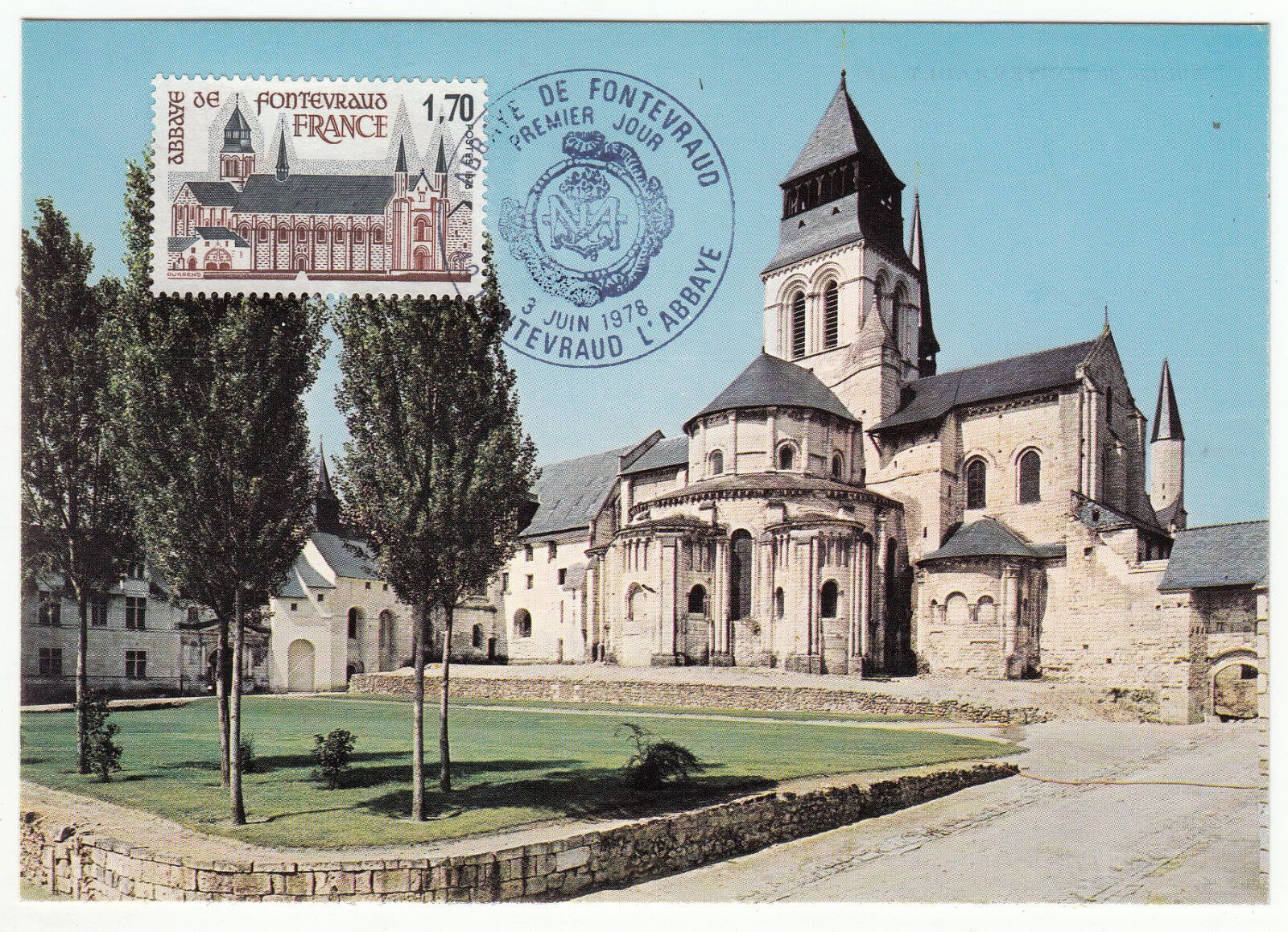 CARTE MAXIMUM FDC 1978 TIMBRE N 2002 ABBAYE DE FONTEVRAUD 401446244162