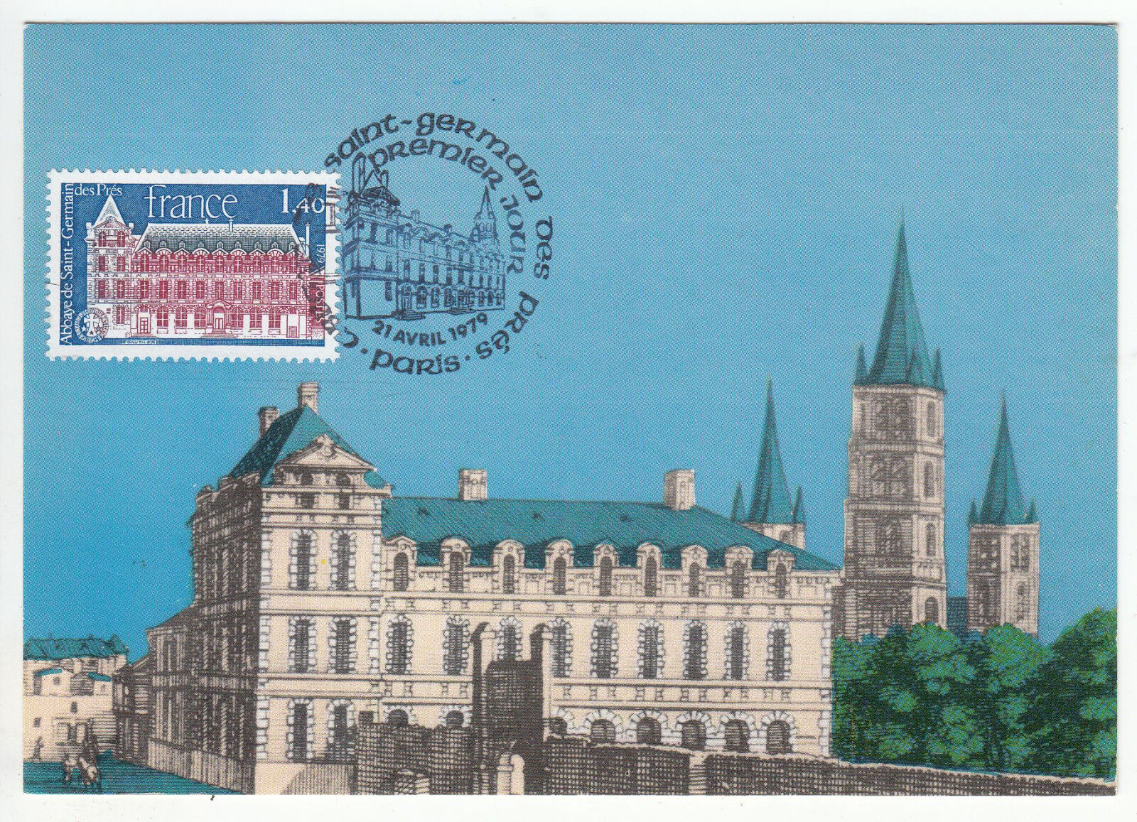 CARTE MAXIMUM FDC 1979 TIMBRE N 2045 ABBAYE DE SAINT GERMAIN DES PRES 122833712092