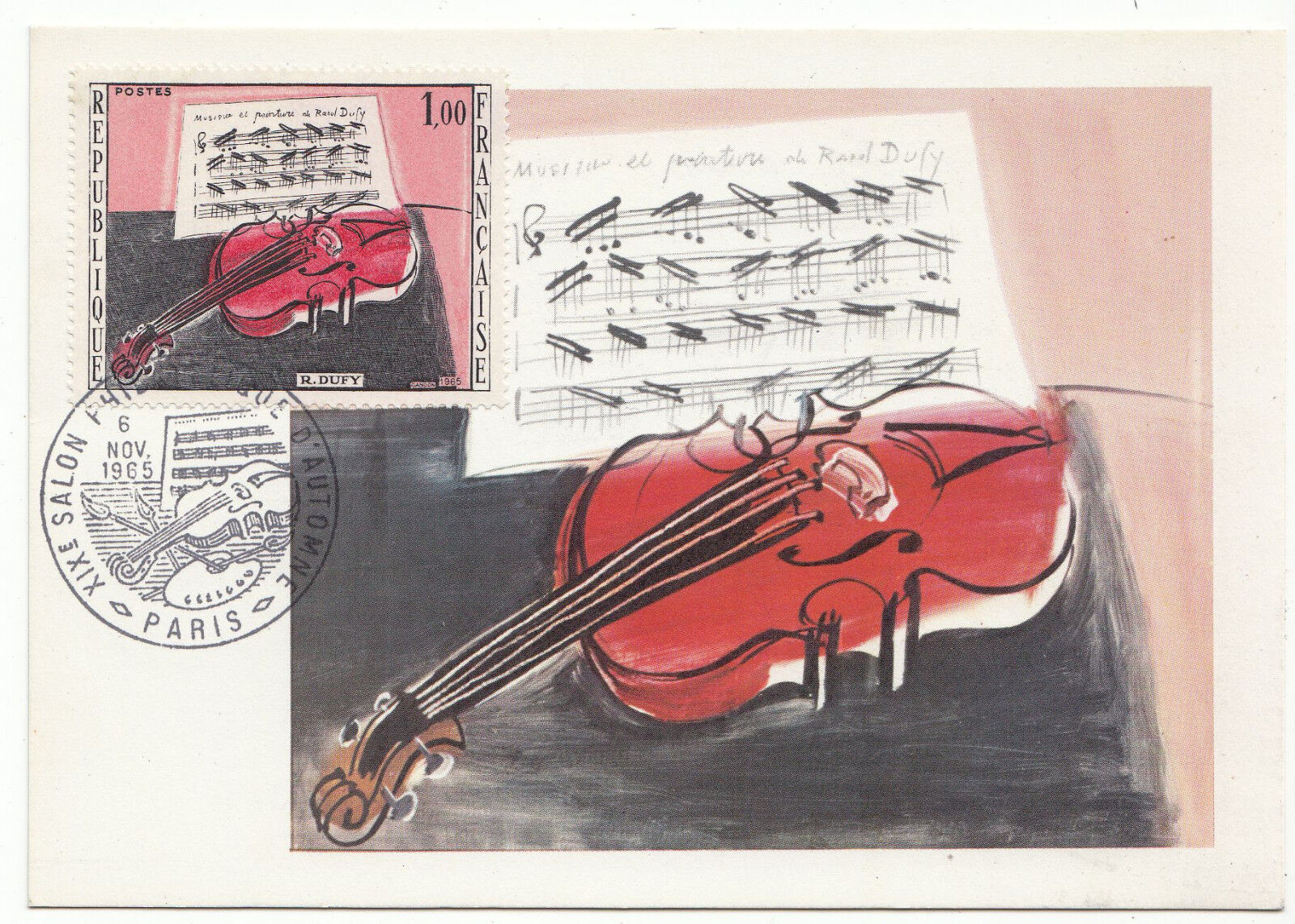 CARTE MAXIMUN TIMBRE FRANCE N 1459 LE VIOLON ROUGE DE RAOUL DUFY 122283100842