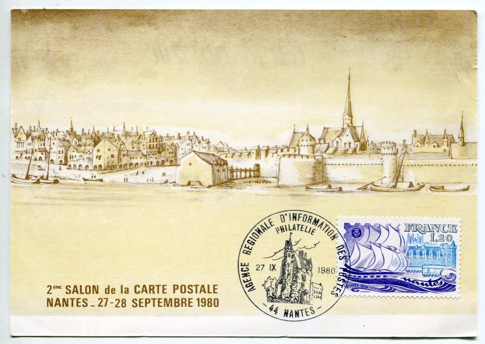 CARTE PHILATELIQUE SALON CARTE POSTALE NANTES 1980 400738466962