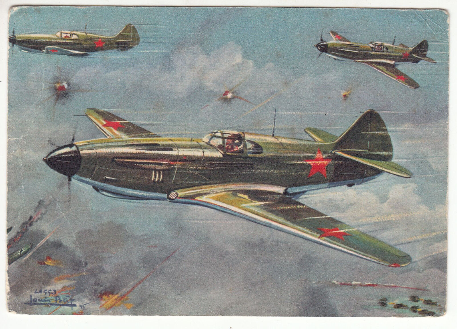 CARTE POSTALE AVION LAGG 3 URSS CHASSEUR ILLUSTRATEUR LOUIS PETIT 401618270372