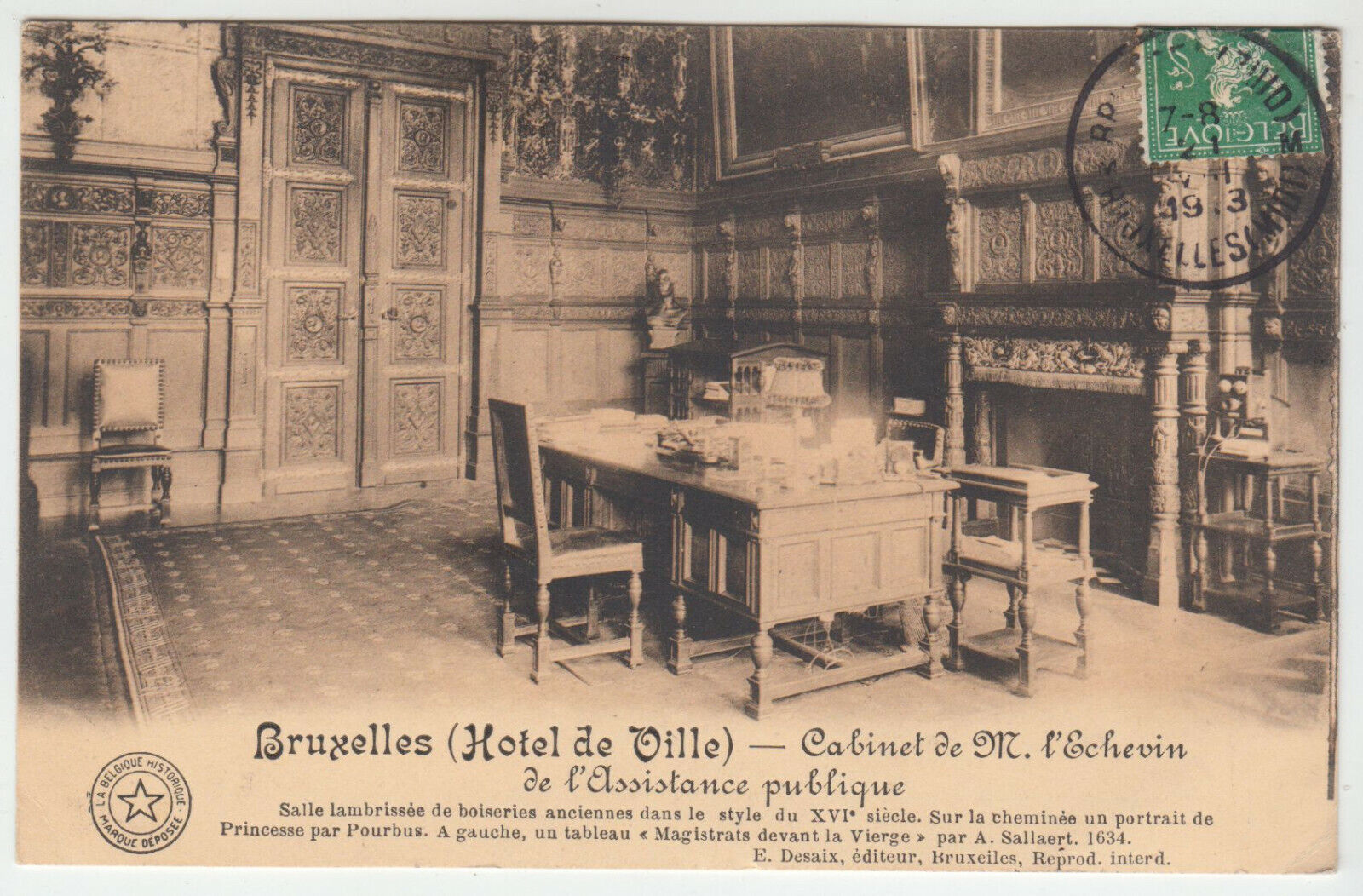 CARTE POSTALE BRUXELLES HOTEL DE VILLE CABINET DE MR L ECHEVIN 402905771062