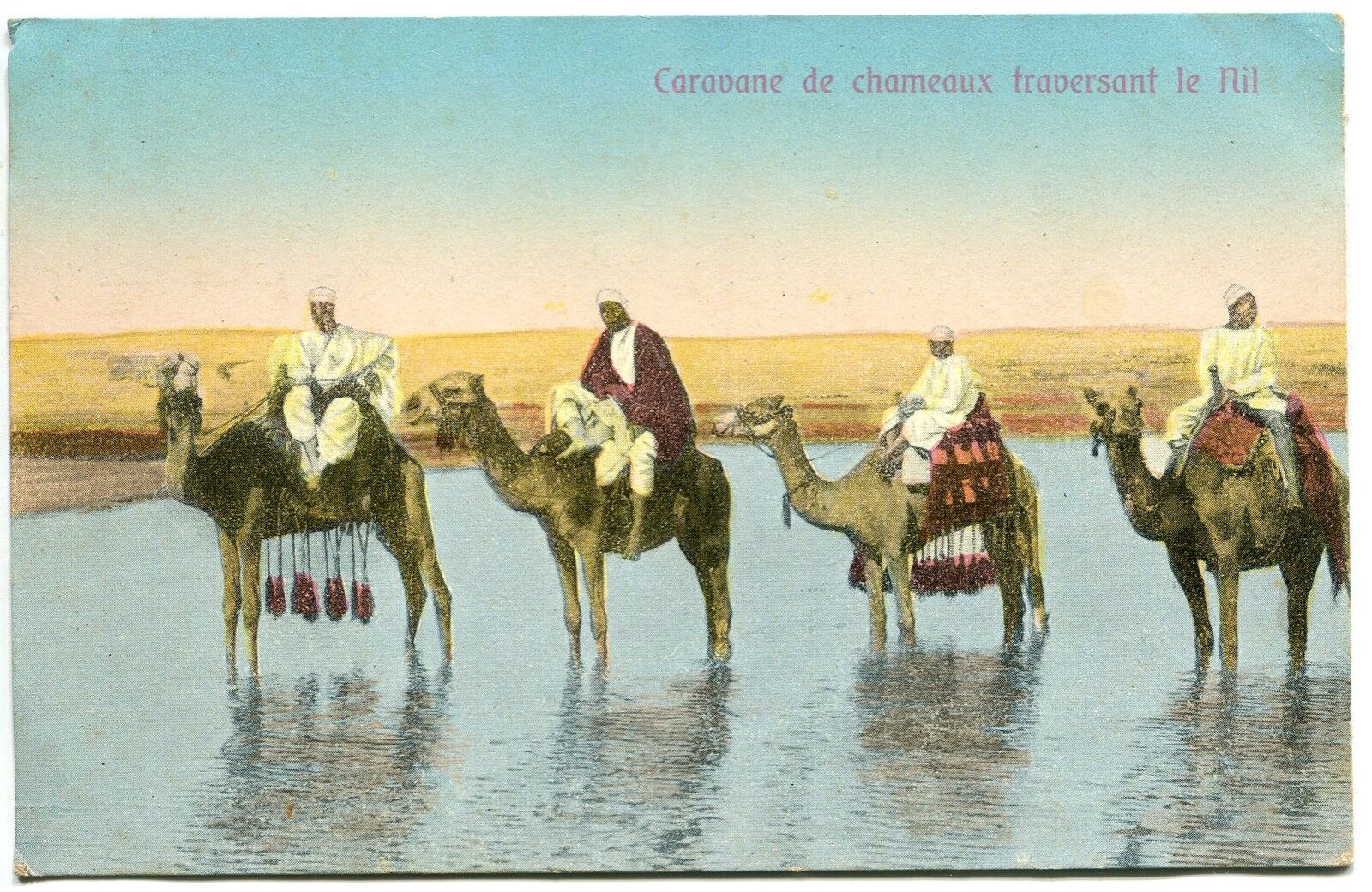 CARTE POSTALE EGYPTE CARAVANNE DE CHAMEAUX TRAVERSANT LE NIL 121280632062