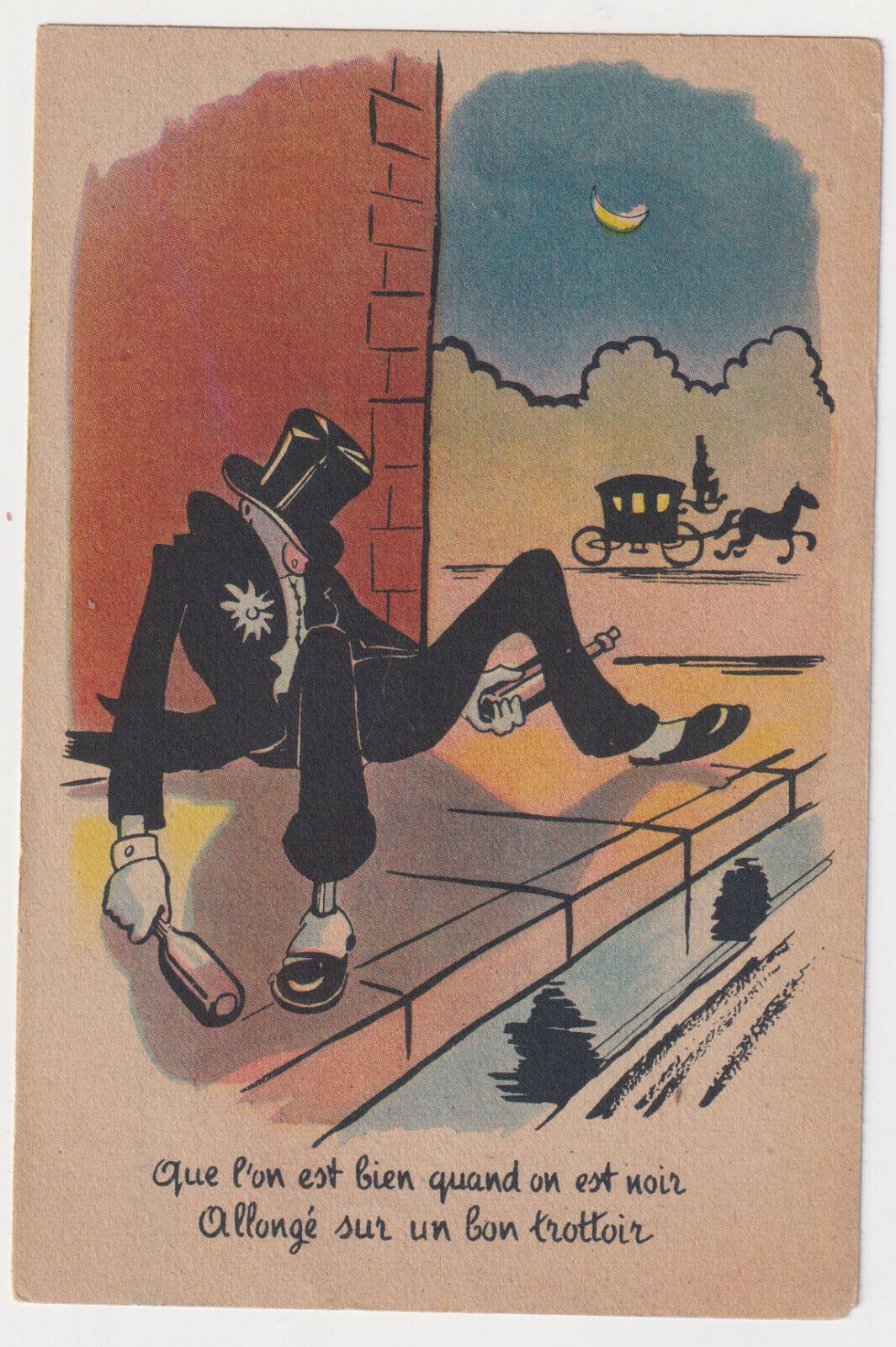 CARTE POSTALE FANTAISIE SATIRIQUE NOIR 124959846722