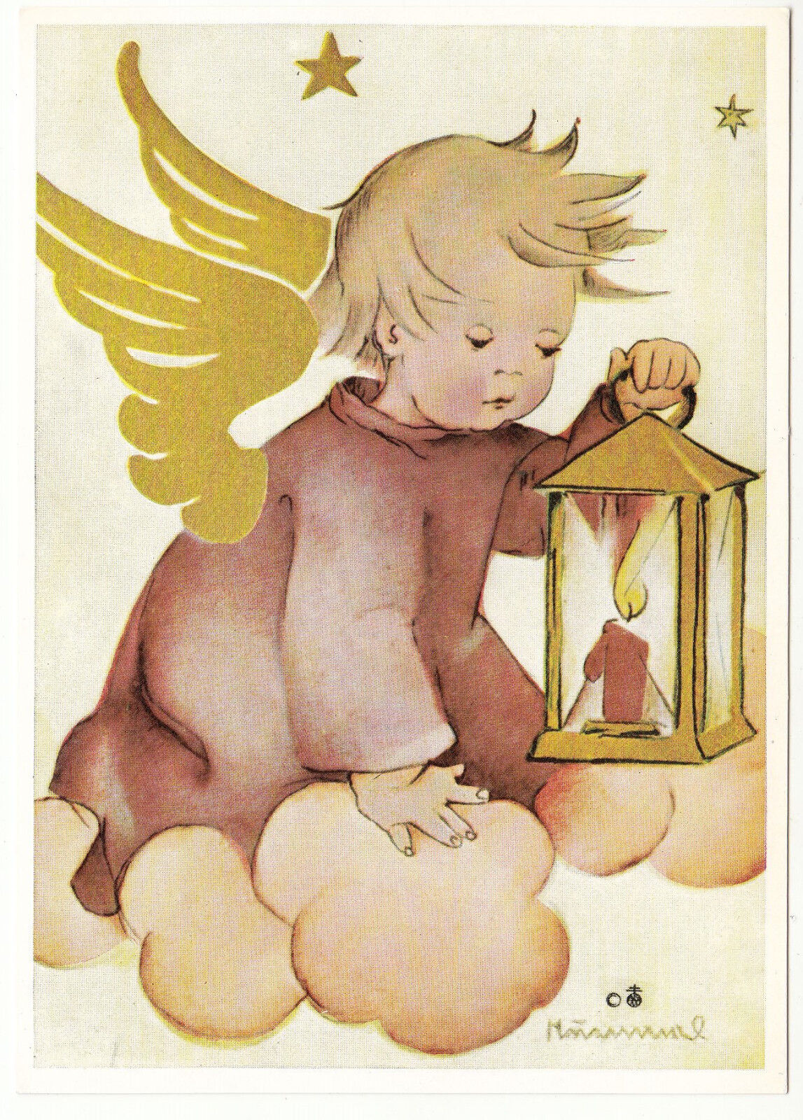 CARTE POSTALE ILLUSTRATEUR HUMMEL 14469 ENFANT ANGE ET LA BOUGIE