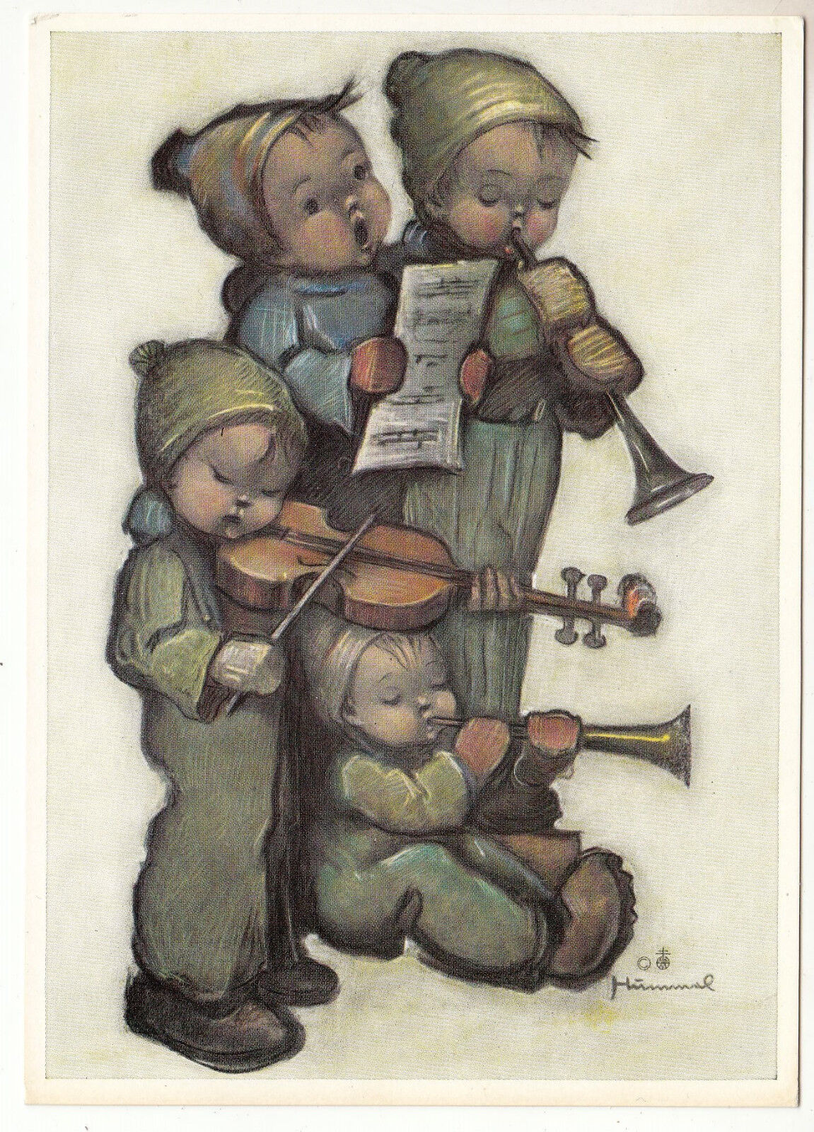 CARTE POSTALE ILLUSTRATEUR HUMMEL N 5612 4 ENFANTS JOUENT DE LA MUSIQUE 122931313452