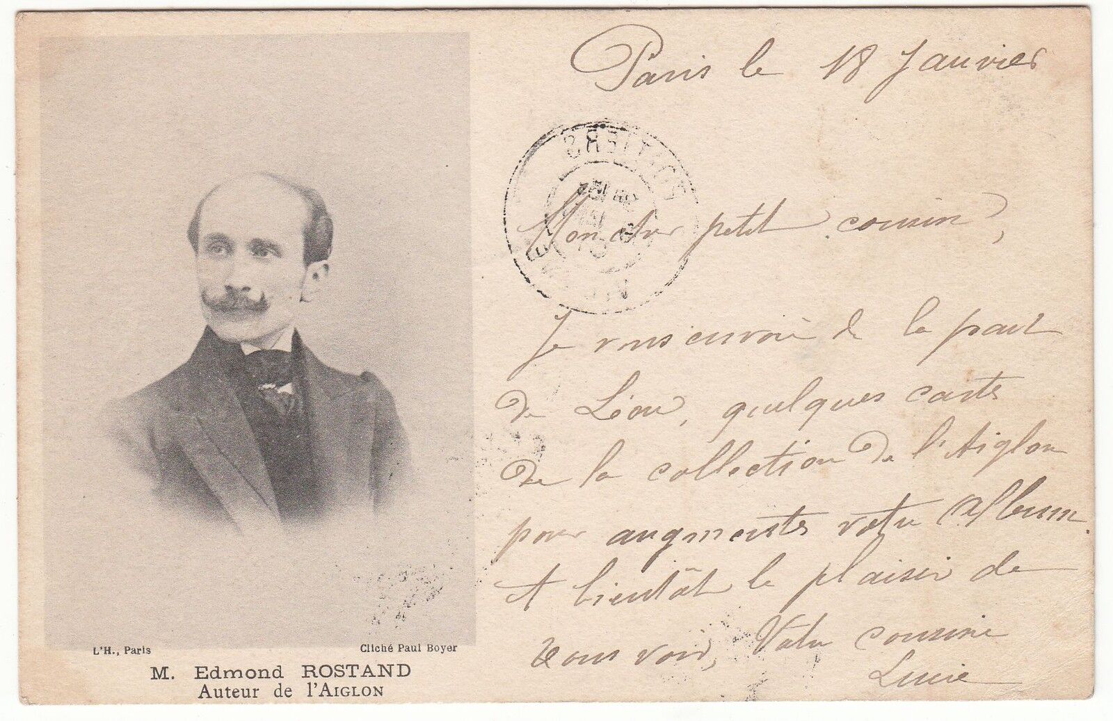 CARTE POSTALE L AIGLON AUTEUR M EDMONT ROSTAND 401097604762