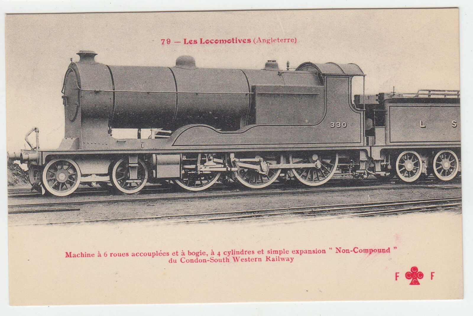 CARTE POSTALE LOCOMOTIVE CONDON SOUTH WESTERN RAILWAY MACHINE A 6 ROUES 4 CYL 401655269402