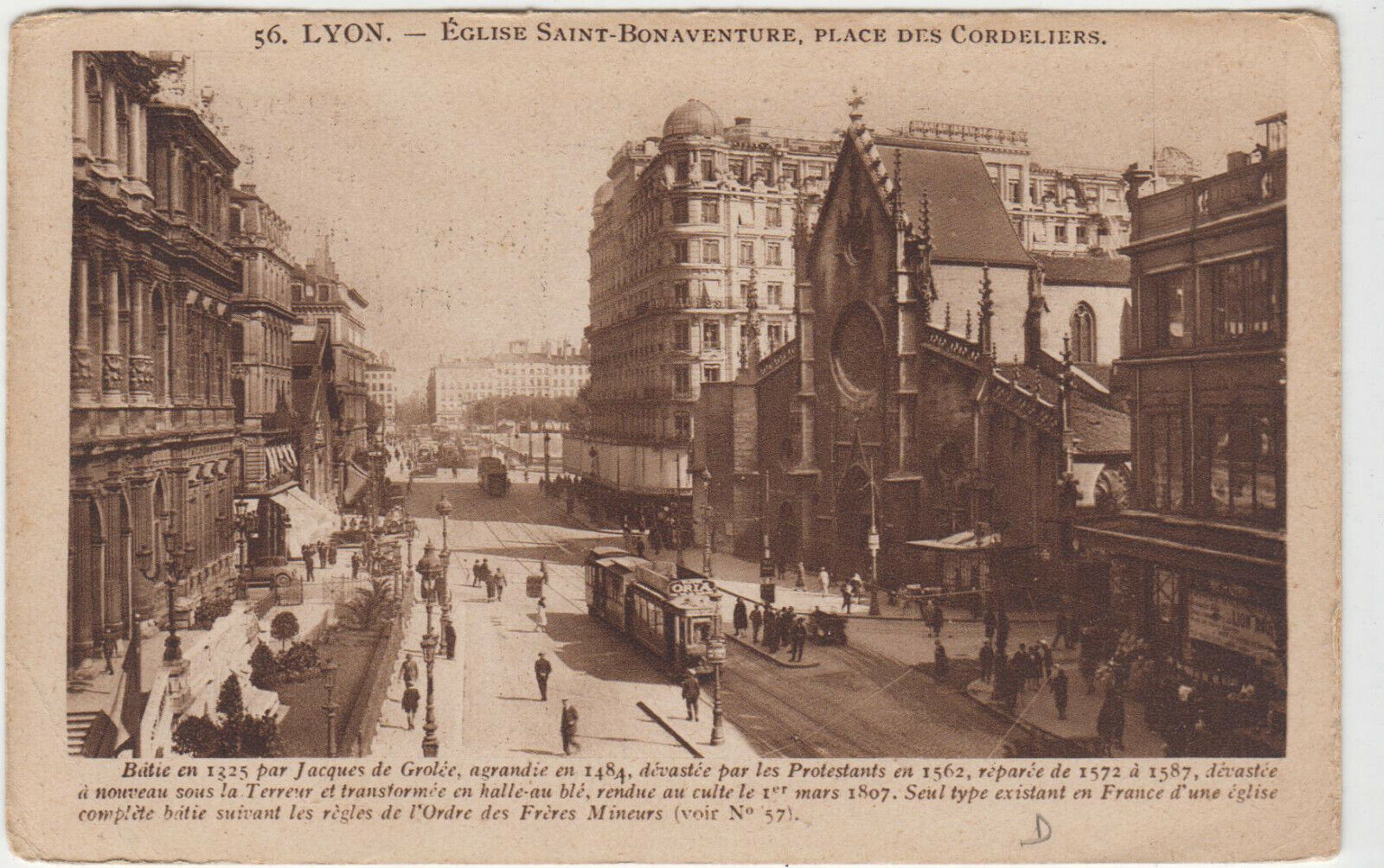 CARTE POSTALE LYON EGLISE ST BONAVENTURE PLACE DES CORDELIERS 123918423952