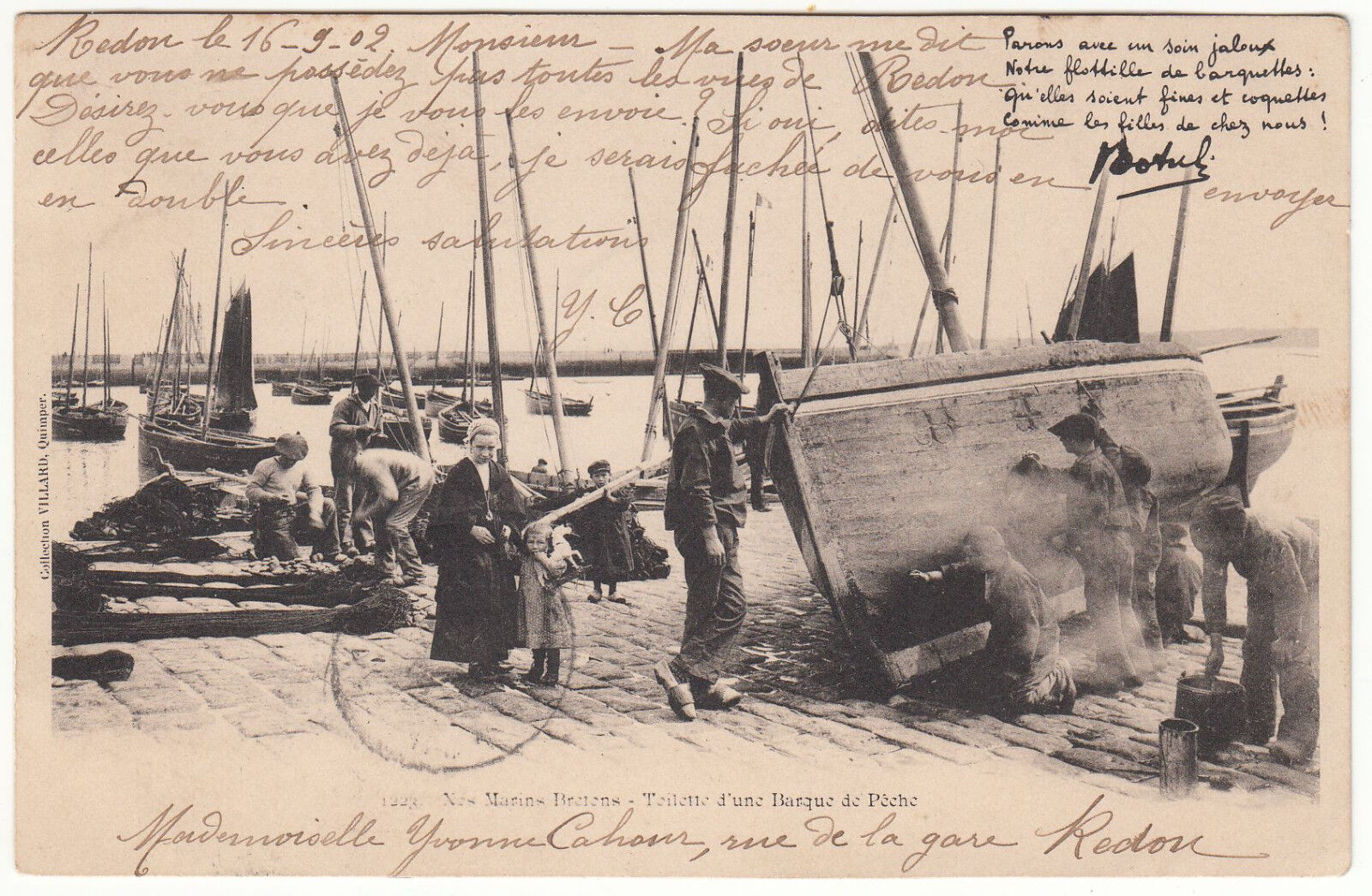 CARTE POSTALE NOS MARIN BRETON TOILETTE D UNE BARQUE DE PECHE 1902 122896651192