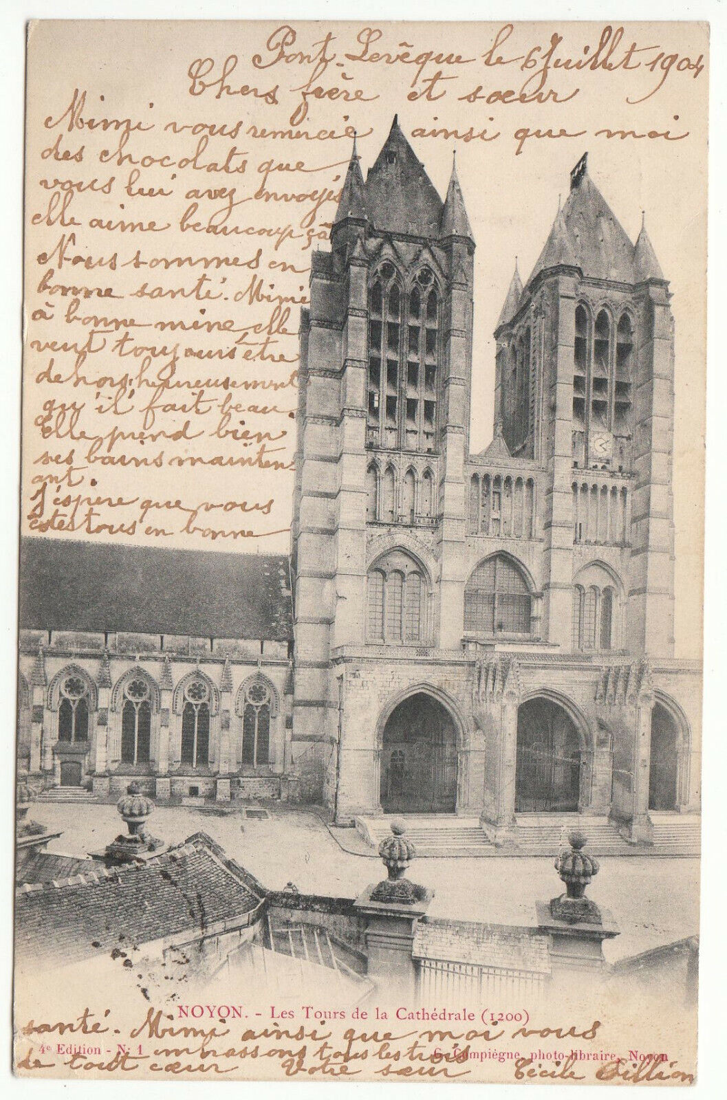 CARTE POSTALE NOYON LES TOURS DE LA CATHEDRALE 123979989772