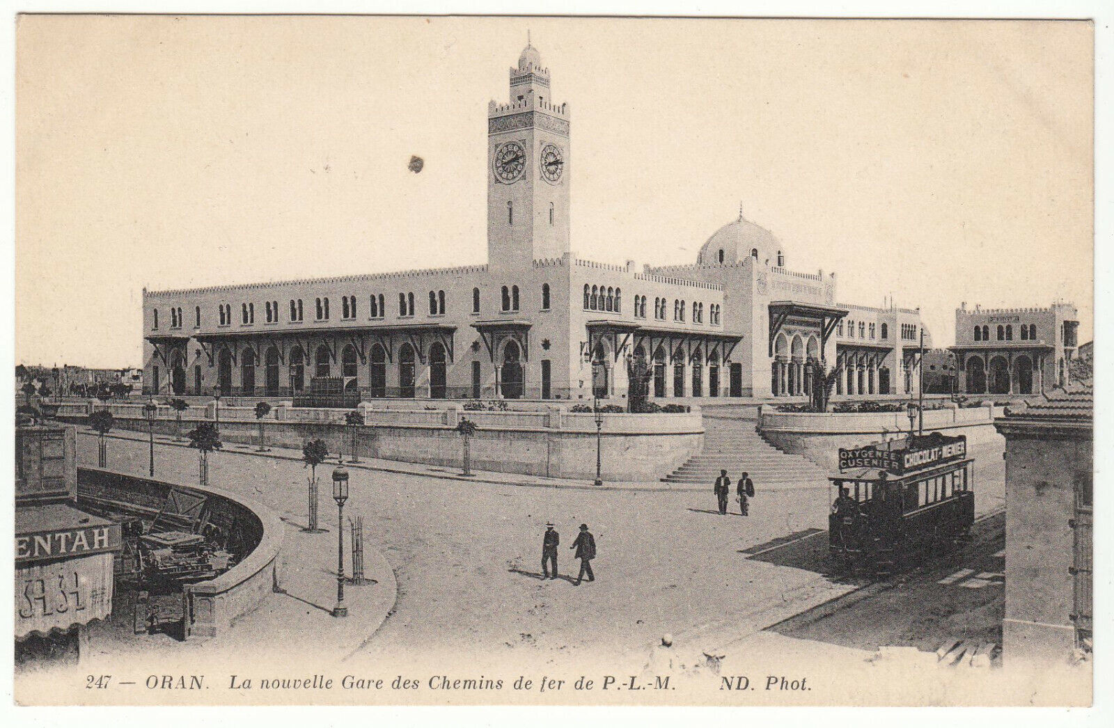 CARTE POSTALE ORAN LA NOUVELLE GARE DE CHEMINS DE FER DE PLM 401943413482