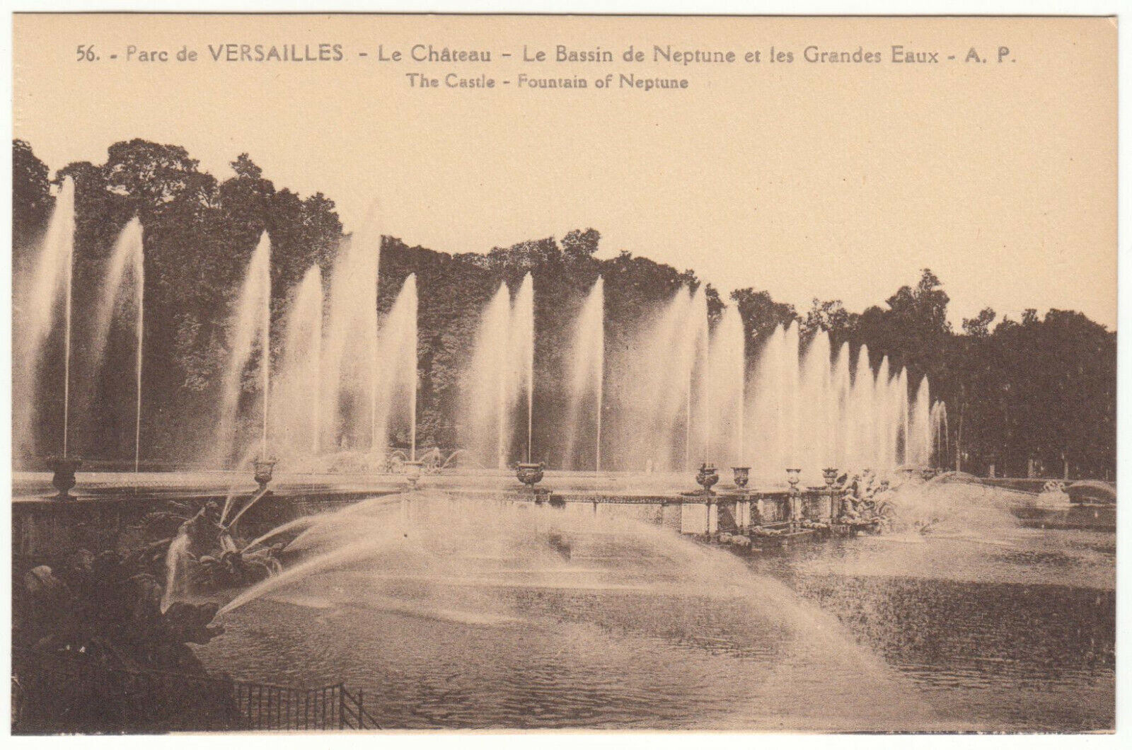 CARTE POSTALE PARC DE VERSAILLE LE CHATEAU BASSIN DE NEPTUNE ET LES GRANDES EAUX 124026624442