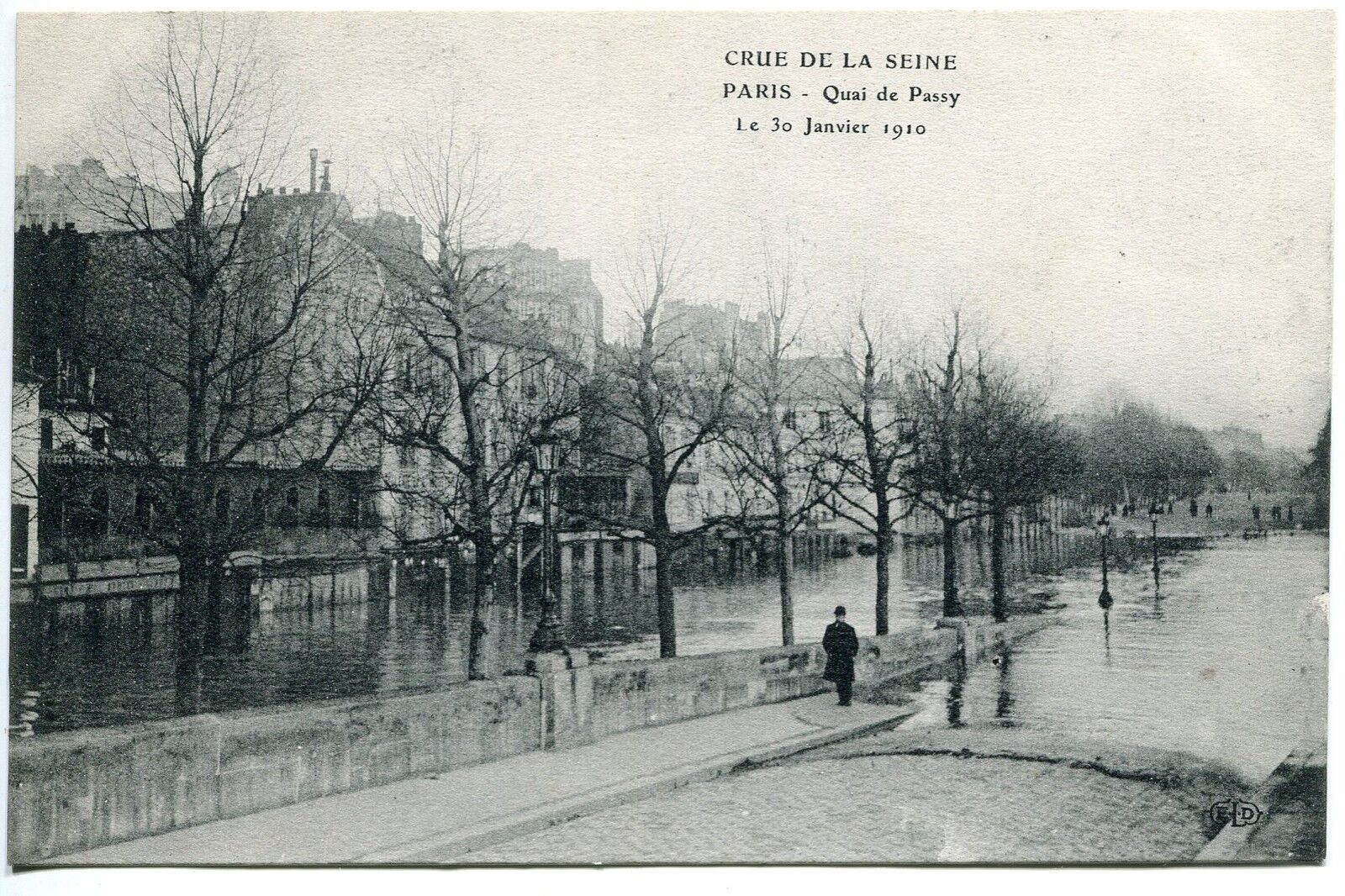 CARTE POSTALE PARIS CRUE DE LA SEINE 30 JANVIER 1910 QUAI DE PASSY 121377850822