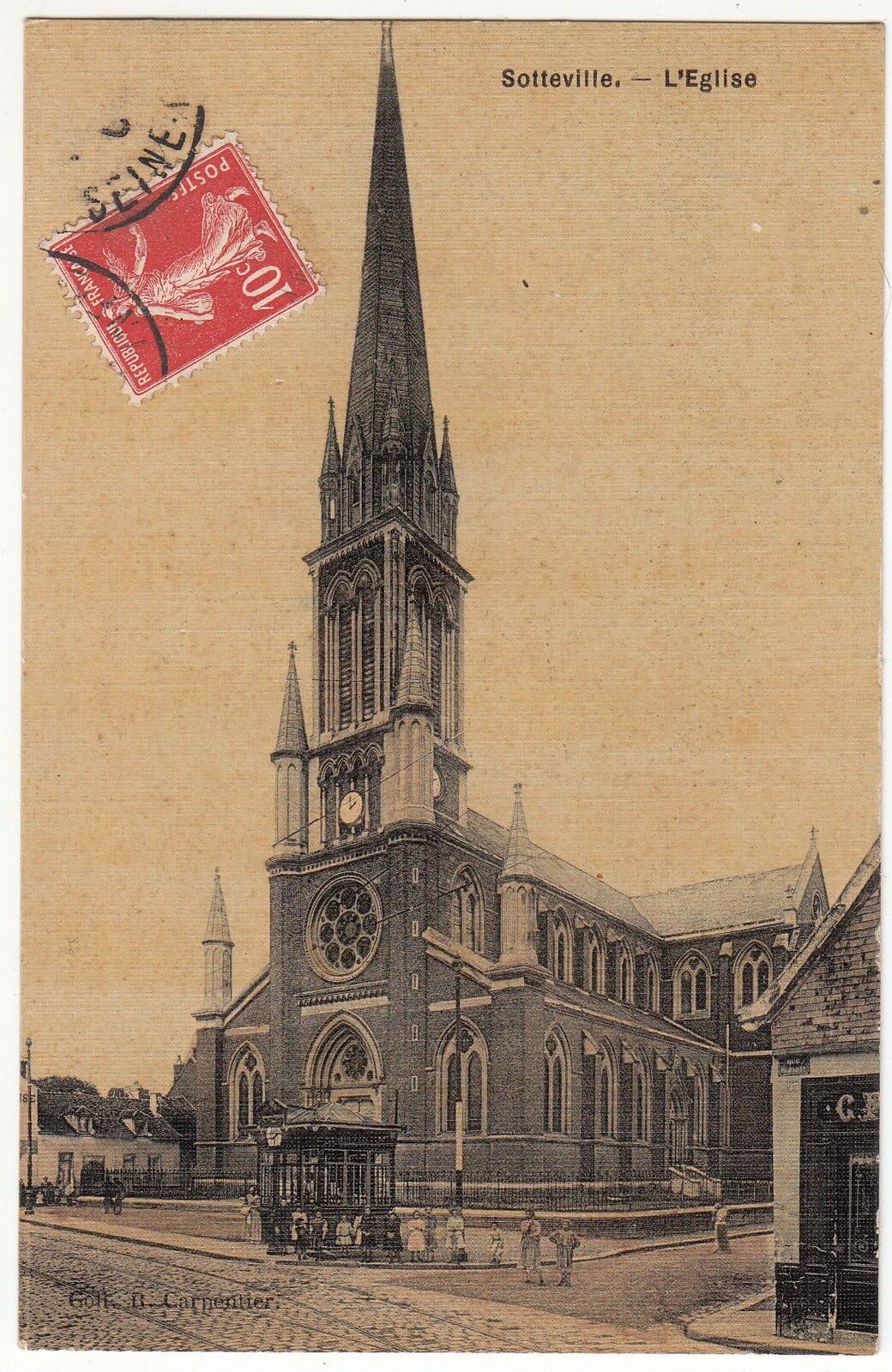 CARTE POSTALE SOTTEVILLE LES ROUEN L EGLISE 1908 122137839372