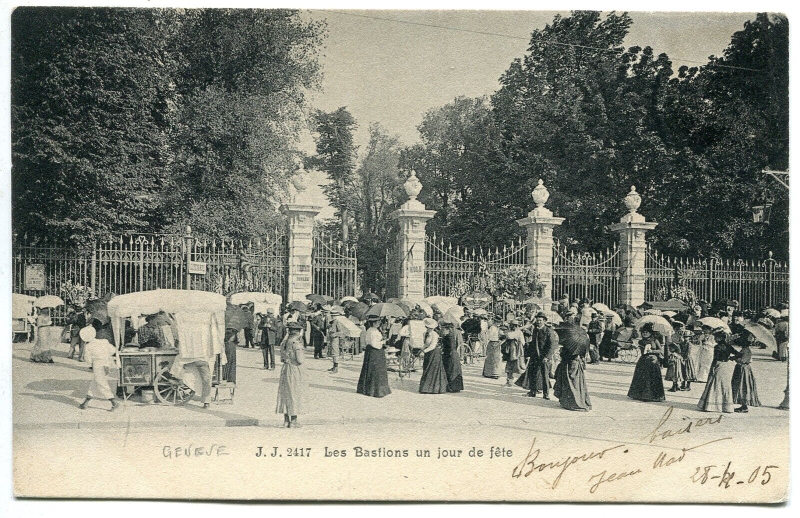 CARTE POSTALE SUISSE LES BASTIONS UN JOUR DE FETE 1905 400665120872