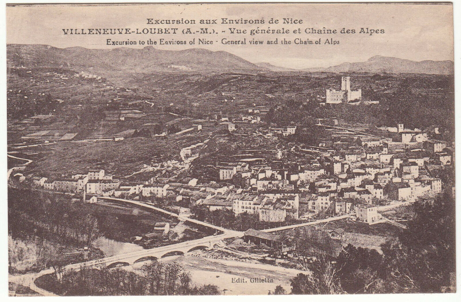 CARTE POSTALE VILLENEUVE LOUBET VUE GENERALE ET CHAINE DES ALPES 123970681542