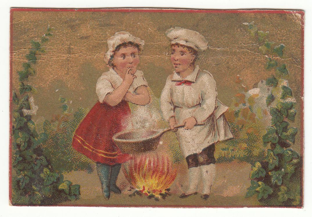 CHROMO DOS VIERGE LA CUISINE AU FEU DE BOIS FILLE GARCON 124019879822