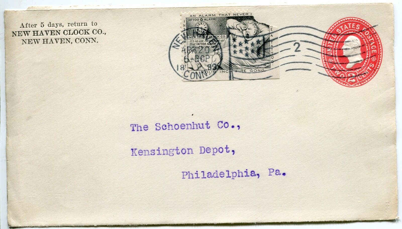 DEVANT LETTRE ENTIER POSTALE USA 1899 NEW HAVEN POUR PHILADELPHIA 400619882802