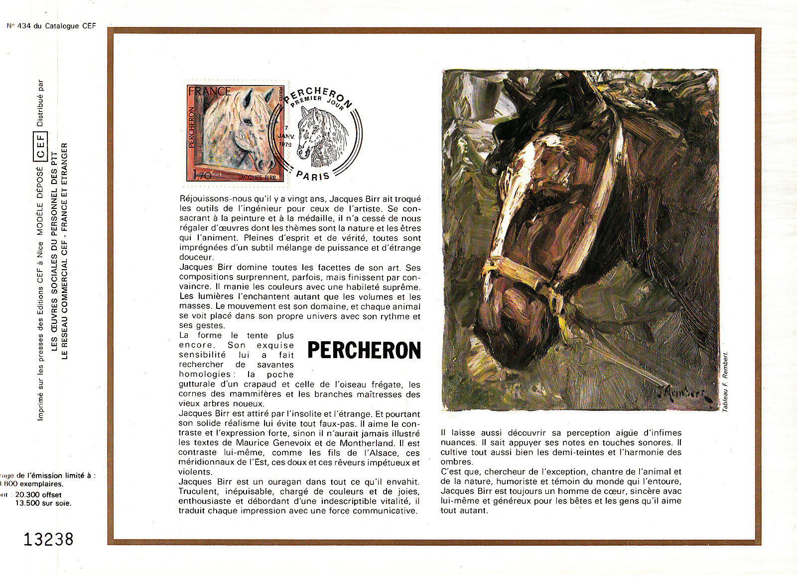 DOCUMENT CEF PREMIER JOUR 1978 PERCHERON 121074697592