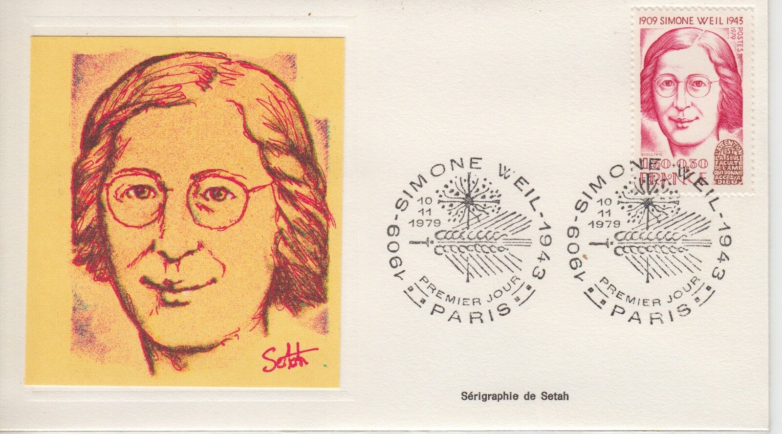 ESSAIE SERIGRAPHIE DE SETAH PREMIER JOUR 1979 EUROPA SIMONE WEIL 400788645872