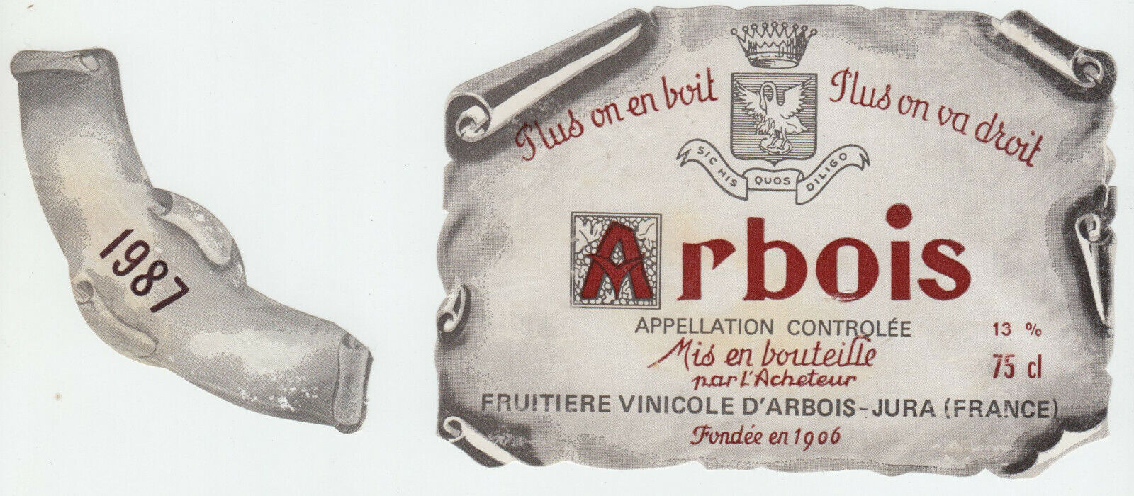 ETIQUETTE DE VIN ARBOIS 1987 124552112072