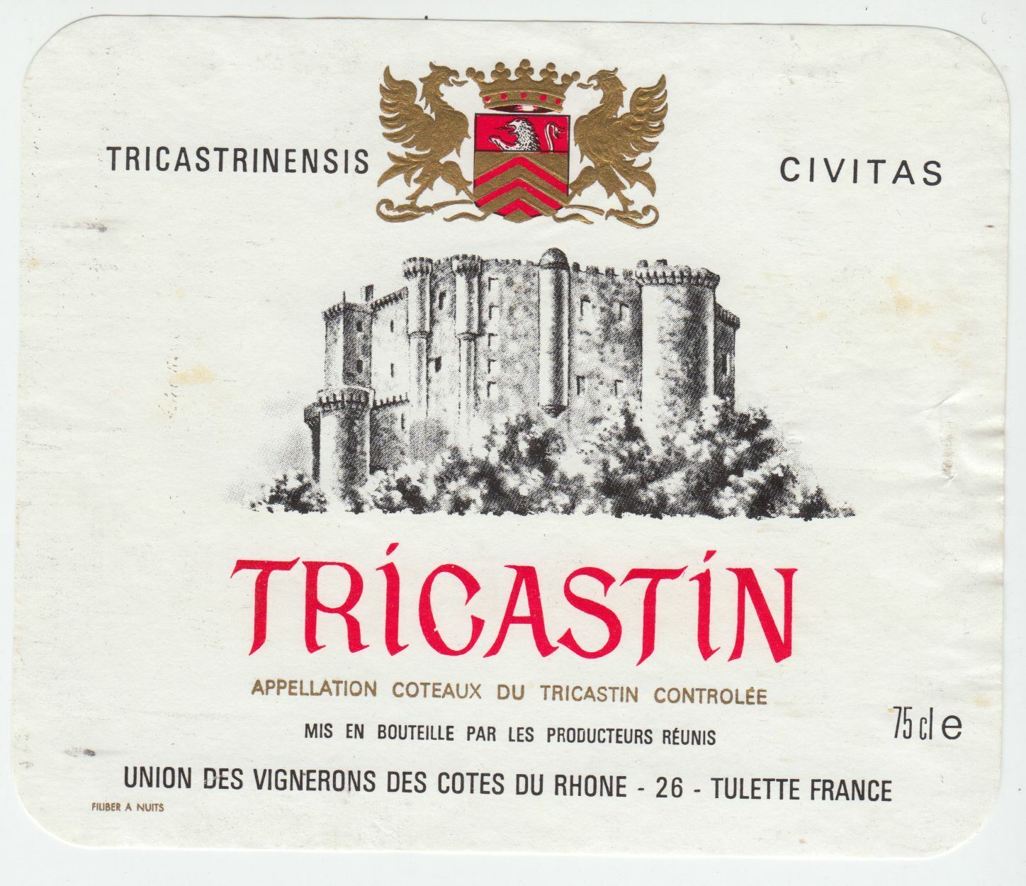 ETIQUETTE DE VIN COTEAUX DU TRICASTIN CHATEAU TRICASTRINENSIS CIVITAS 124461947812