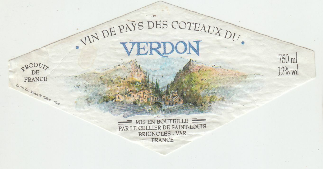 ETIQUETTE DE VIN COTEAUX DU VERDON CELLIER DE SAINT LOUIS 124570864112