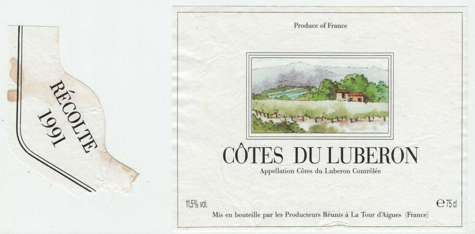 ETIQUETTE DE VIN COTES DU LUBERON 1991 402581826092