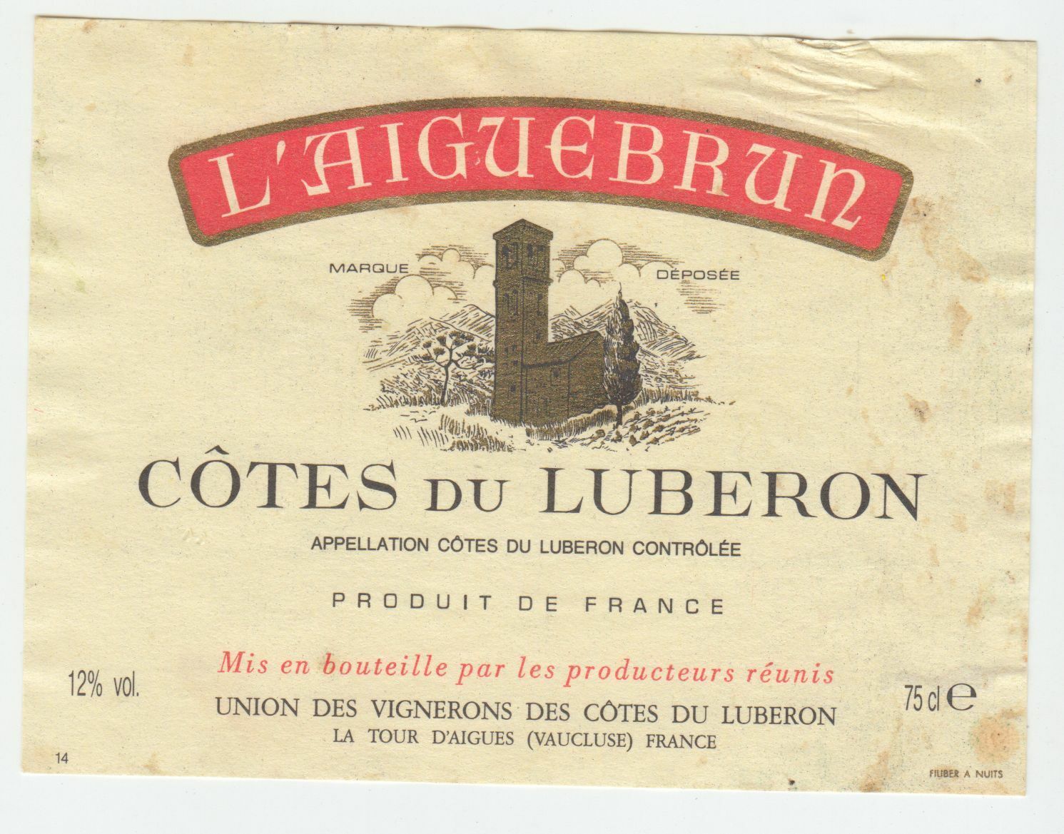 ETIQUETTE DE VIN COTES DU LUBERON L AIGUEBRUN 124461948572