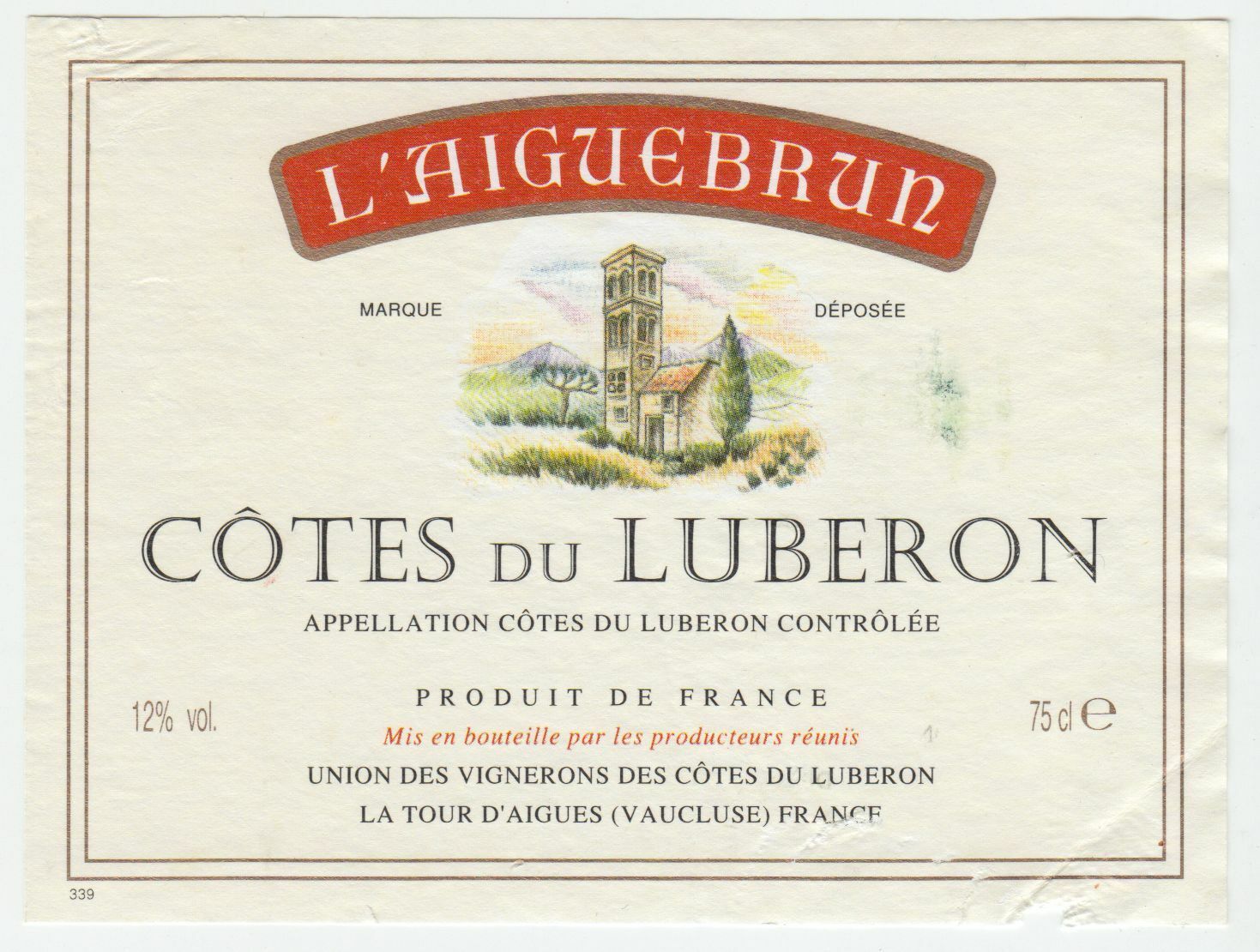 ETIQUETTE DE VIN COTES DU LUBERON L AIGUEBRUN 402581826112