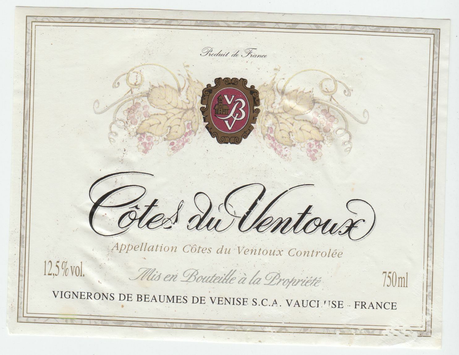 ETIQUETTE DE VIN COTES DU VENTOUX VBV 402581826132