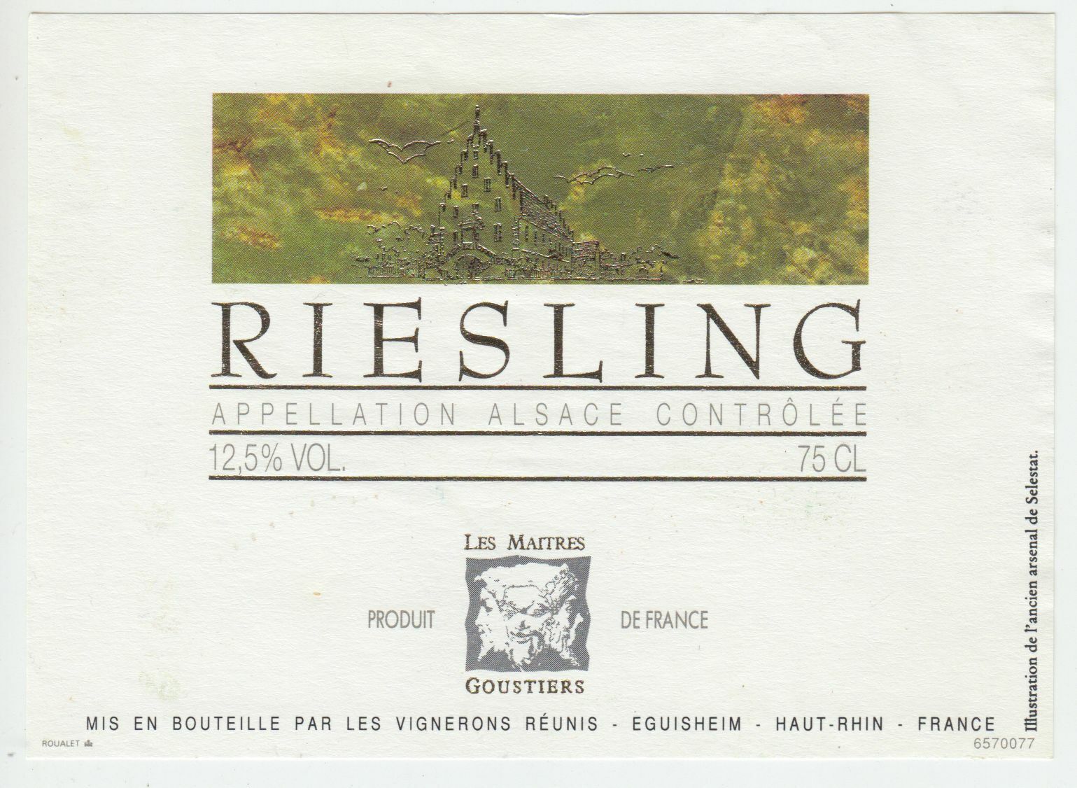 ETIQUETTE DE VIN D ALSACE RIESLING 124511869342