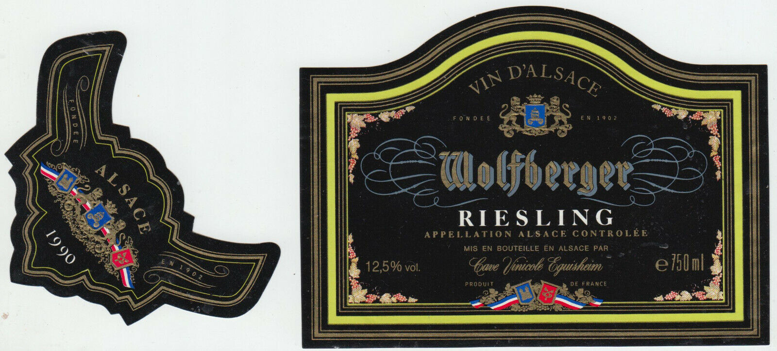 ETIQUETTE DE VIN D ALSACE RIESLING 1990 124511869322