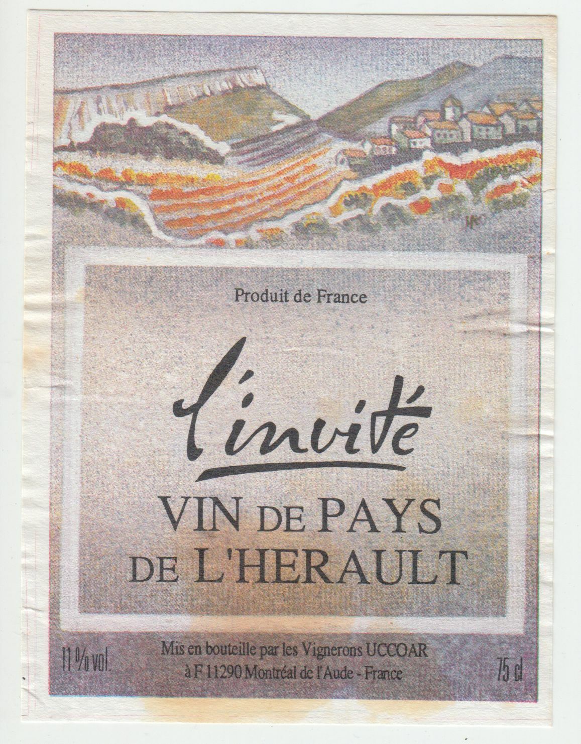 ETIQUETTE DE VIN DE PAYS DE L HERAULT L INVITE 124572490042