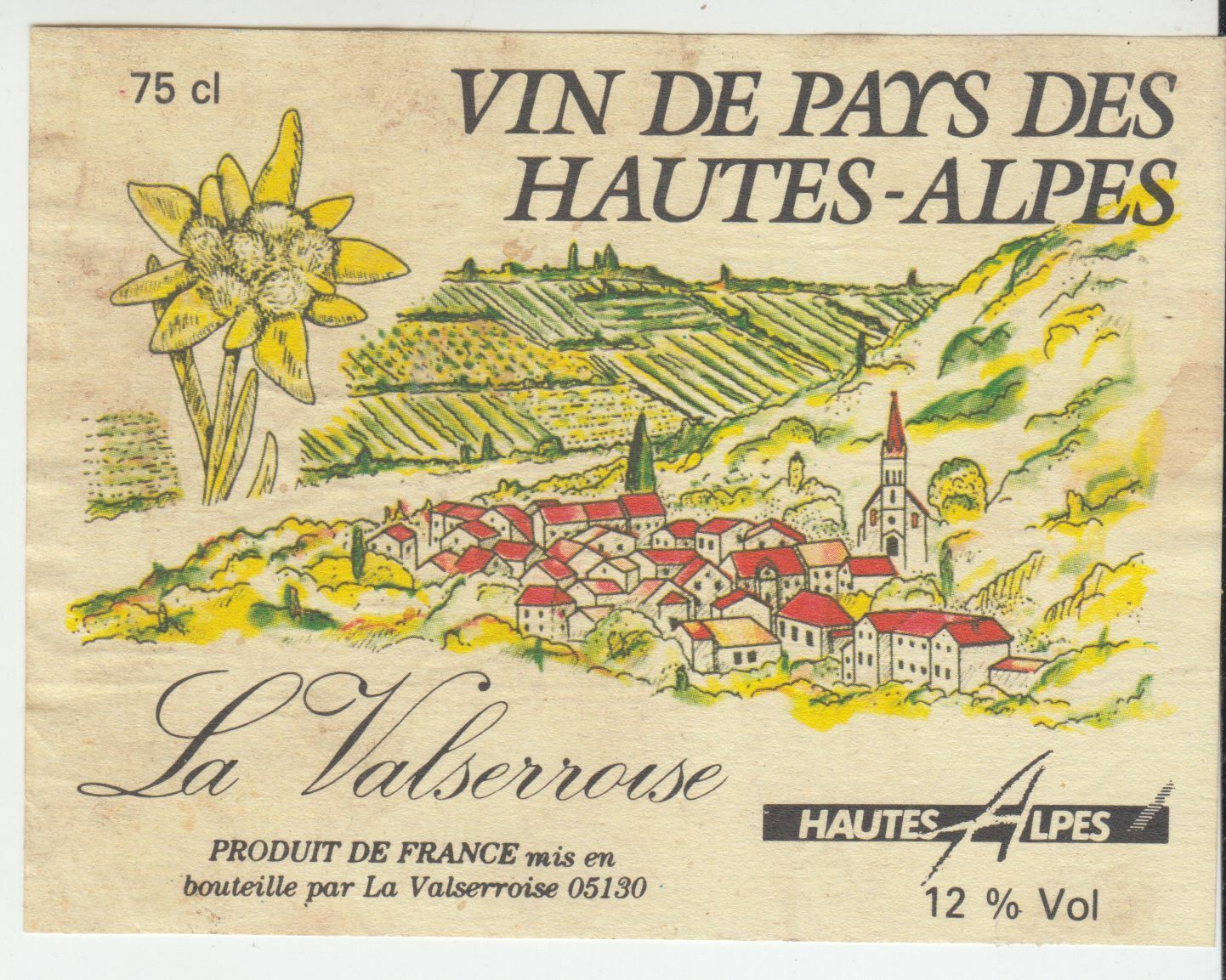 ETIQUETTE DE VIN DE PAYS DES HAUTES ALPES LA VALSERROISE 124570864122