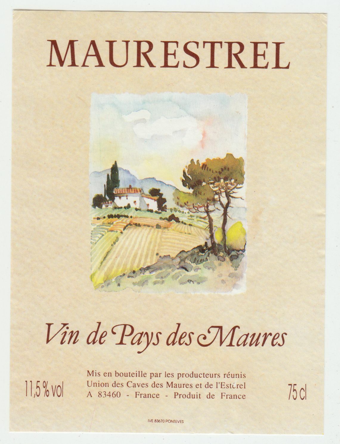 ETIQUETTE DE VIN DE PAYS DES MAURESTREL CAVES DES MAURES 402689167302