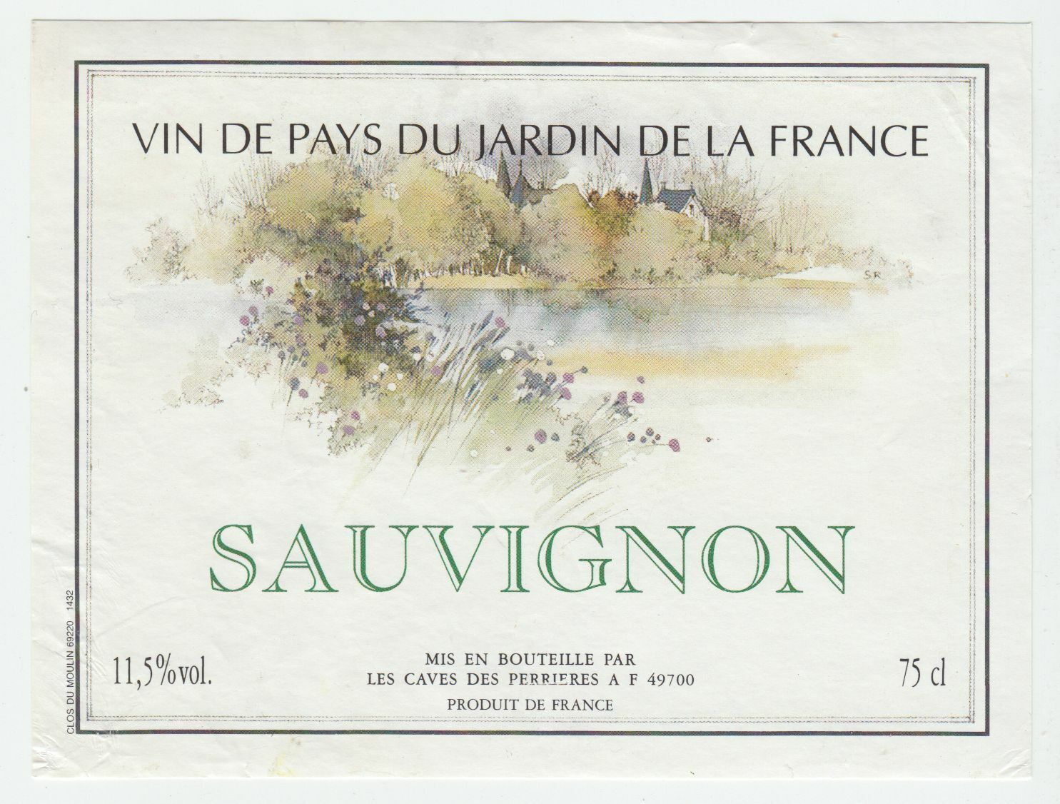 ETIQUETTE DE VIN DE PAYS DU JARDIN DE LA FRANCE SAUVIGNON 402690973592