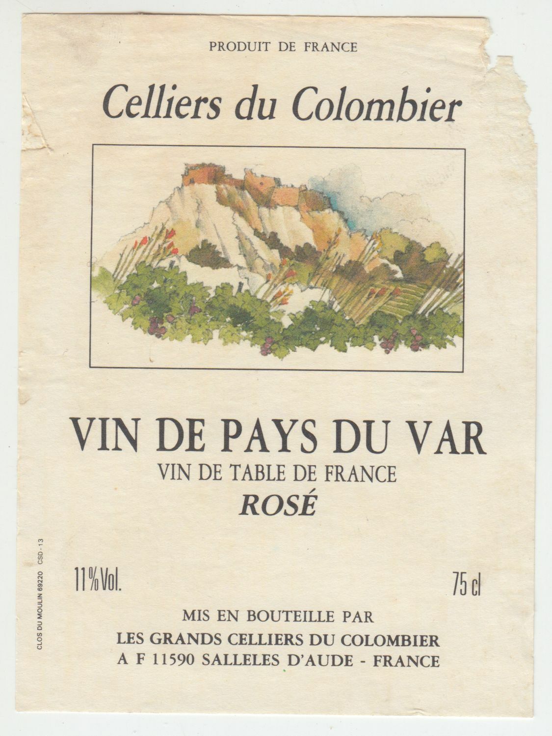 ETIQUETTE DE VIN DE PAYS DU VAR CELLIERS DU COLOMBIER 402687606132