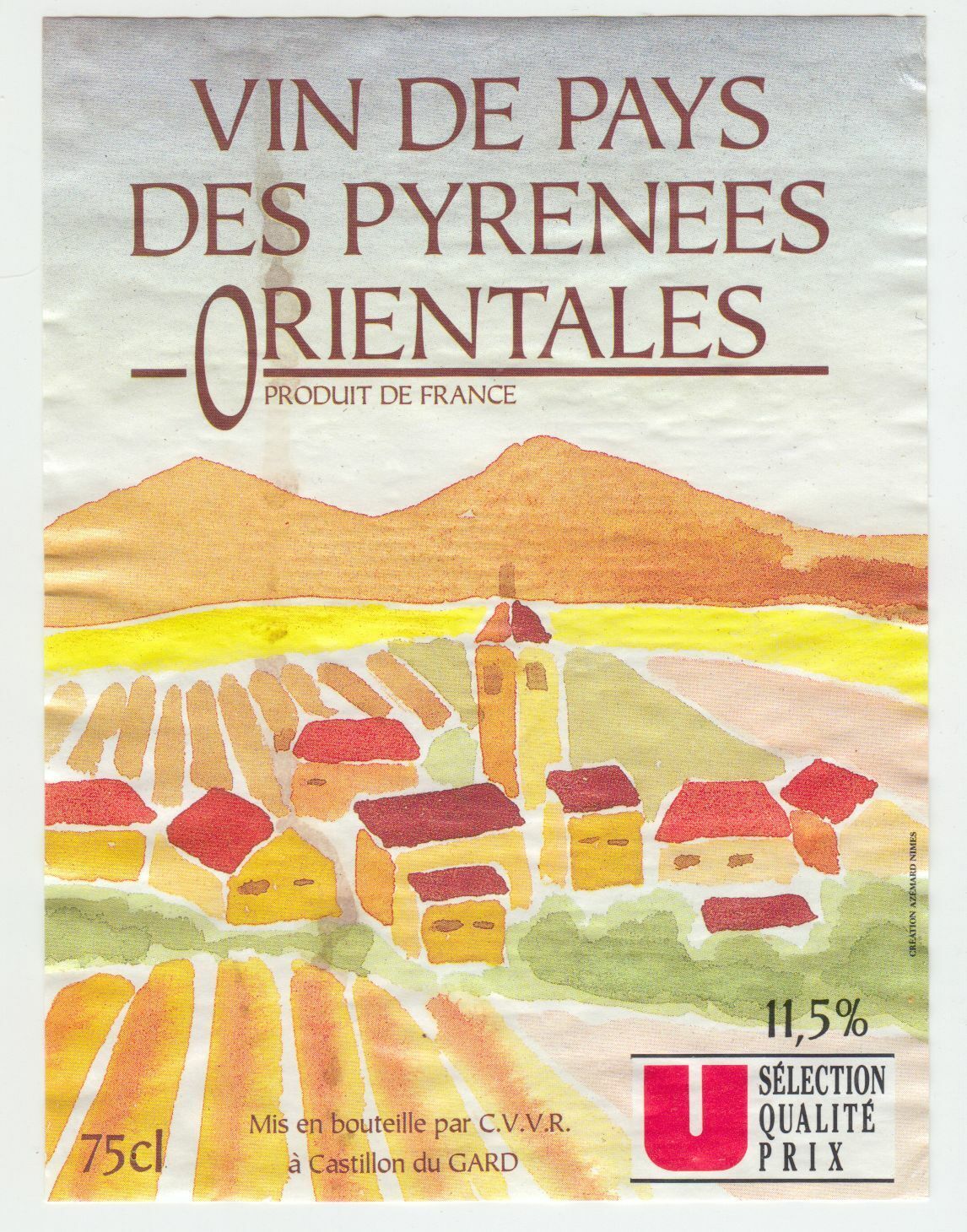 ETIQUETTE DE VIN DES PYRENEES ORIENTALES 124572490092