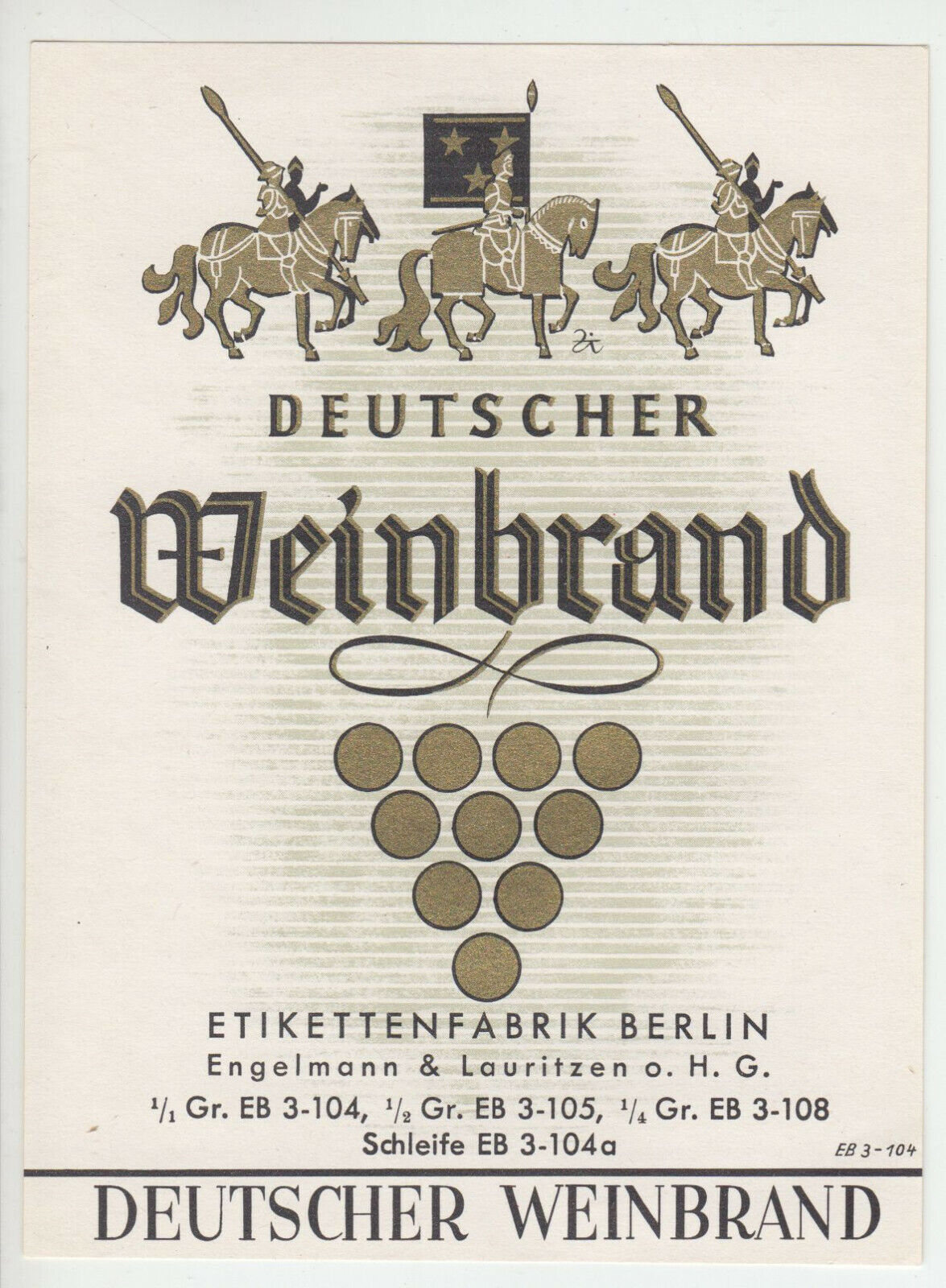 ETIQUETTE DE VIN DEUTSCHER WEINBRAND 124438225772