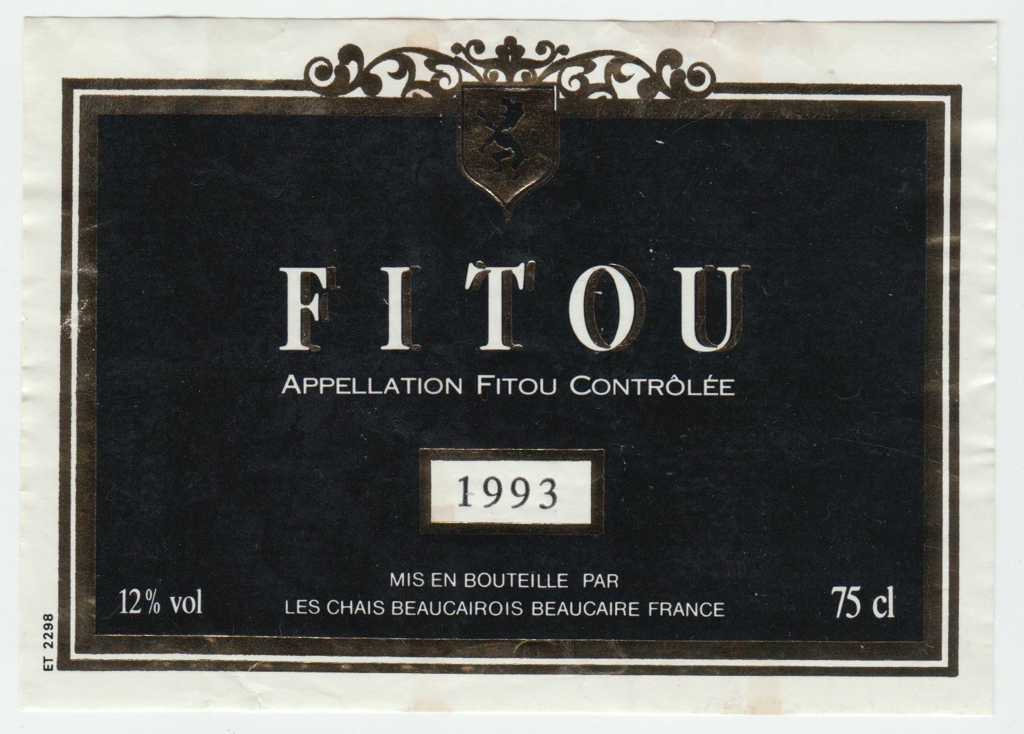 ETIQUETTE DE VIN FITOU 1993 124539262532